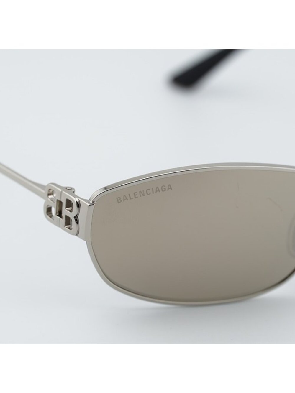 Balenciaga BB0336S 006 Unisex Sunglasses Silver Oval Frame, Mirror Lenses - Picture 3 of 11
